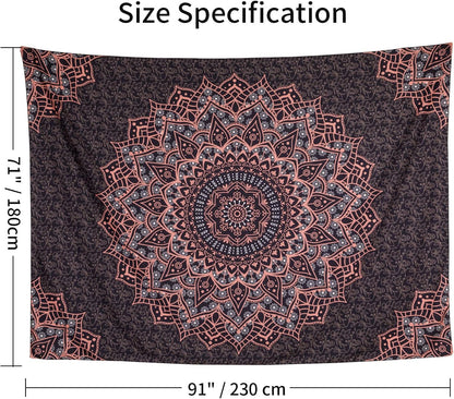 Black Mandala Tapestry Wall Hanging Psychedelic Wall Tapestry Aesthetic Indian Hippie Decor Bohemian Art Boho Home Decoration for Bedroom,Living Room,Dorm