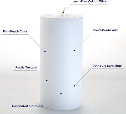 Melt Candle Pillar Candles, 3 Pack - Unscented Candles for Home, Church, Weddings, & More - 3" x 4", Ivory