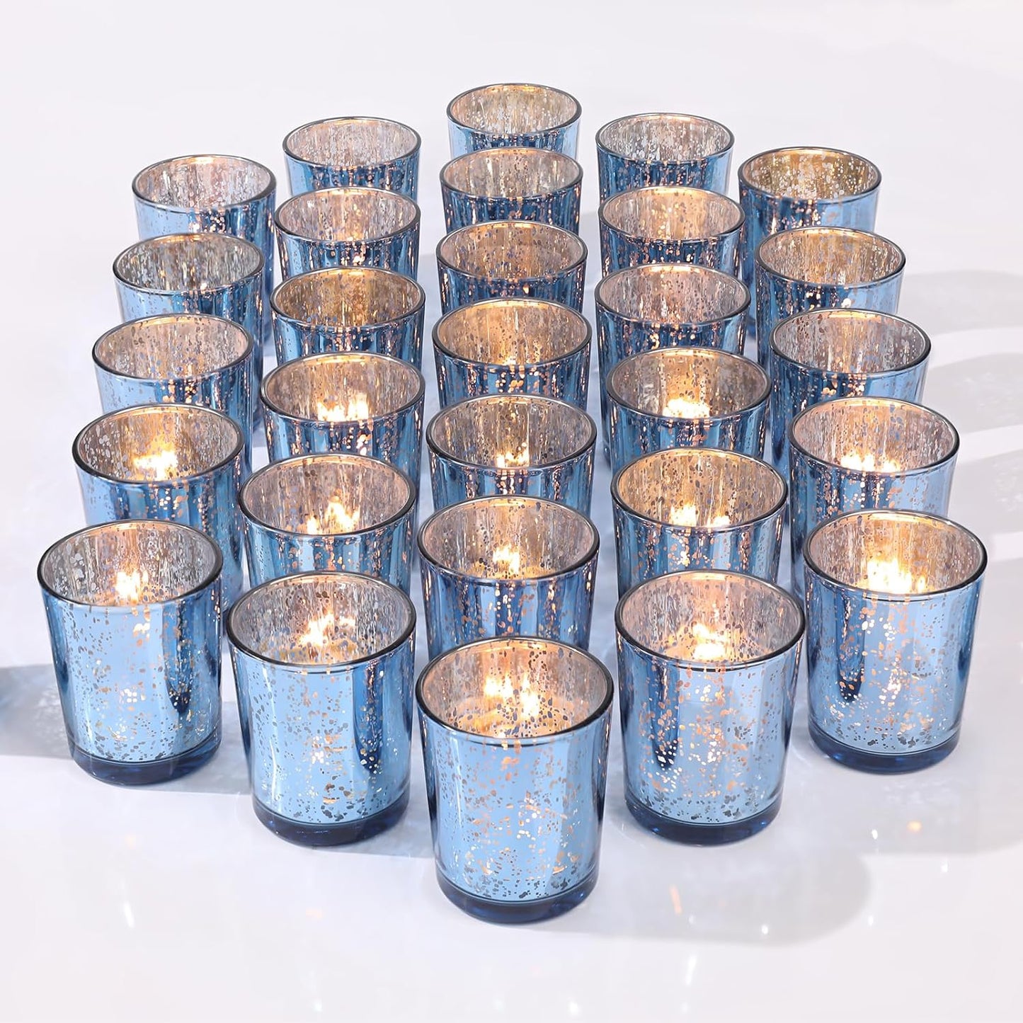 LETINE Gold Votive Candle Holders Set of 36 - Speckled Mercury Gold Glass Candle Holder Bulk - Ideal Spring Summer Decor for Wedding Centerpiece Table，Valentine's Day Decorations Indoor