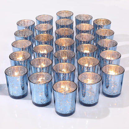 LETINE Gold Votive Candle Holders Set of 36 - Speckled Mercury Gold Glass Candle Holder Bulk - Ideal Spring Summer Decor for Wedding Centerpiece Table，Valentine's Day Decorations Indoor