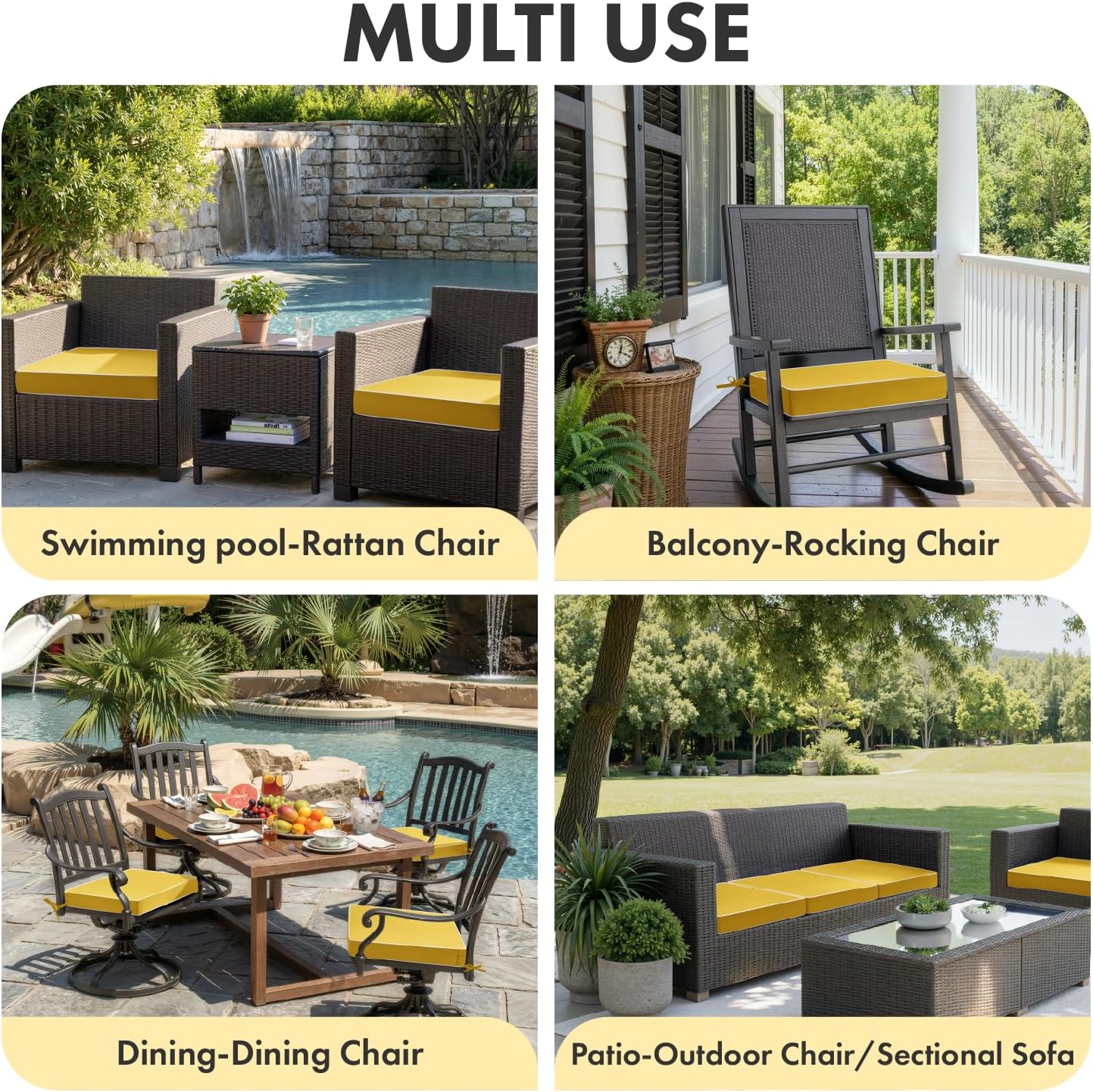MIULEE Beige Outdoor Bench Cushion Set of 1, 48x18x3 Inch Waterproof Patio Seat Cushions for Swing and Outdoor Furniture Couch Sofa, 3 Year Color Fastness High Density Foam with Adjustable Ties