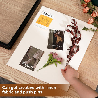 Muzilife 8x8 Shadow Box Picture Frame with Linen Board - Deep Wood & Glass Display Case Ready to Hang Memory Box Baby Sports Memorabilia, Pins, Awards, Medals, Wedding, Tickets and Photos (Black)