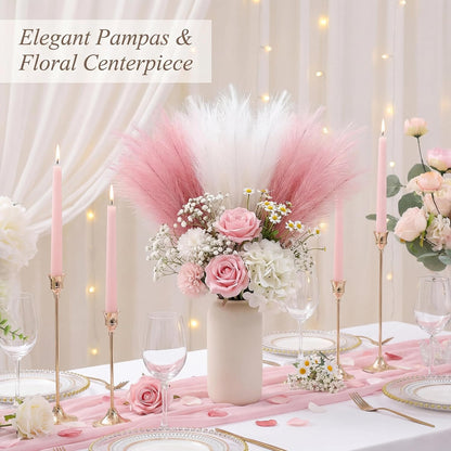 Pampas Grass Decor 21.7 Inch 30pcs, Faux Pampas Grass White Beige Brown Ultra Fluffy No Shedding for Boho Home Bedroom Wedding Vase Filler Dried Flower Arrangement