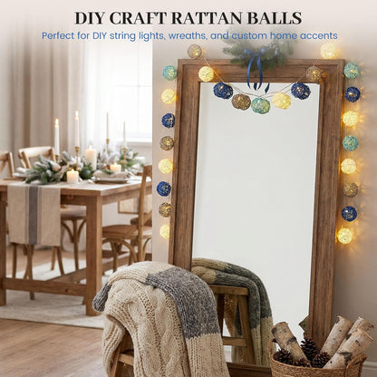 DomeStar 24PCS Brown Decorative Balls for Bowl Centerpiece, 2 Inch Rattan Balls Bowl Fillers Decor - Wicker Twig Orbs Spheres, Wedding Home Vase Table Decor
