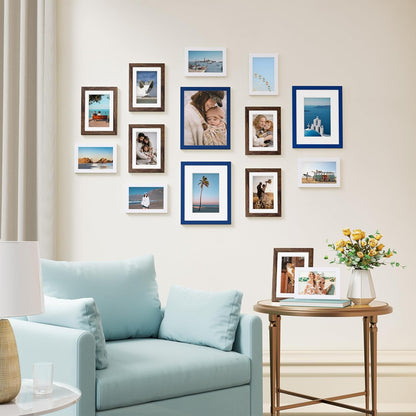 Vittanly 15 Pack Picture Frames Collage Wall Decor for Mounting or Tabletop Display, Gallery Frame Set for Family, Multi Sizes Including 3pcs 8x10, 6pcs 5x7, 6pcs 4x6, Black