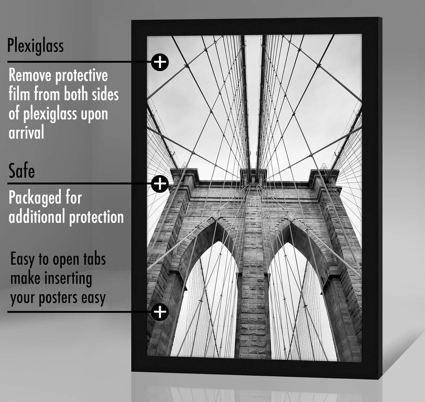 Americanflat 16x20 Picture Frame with Polished Plexiglass - Black Picture Frame - Wide Photo Frames Made of Engineered Wood for Vertical or Horizontal Wall Display - Epic Collection - Black - Colors C