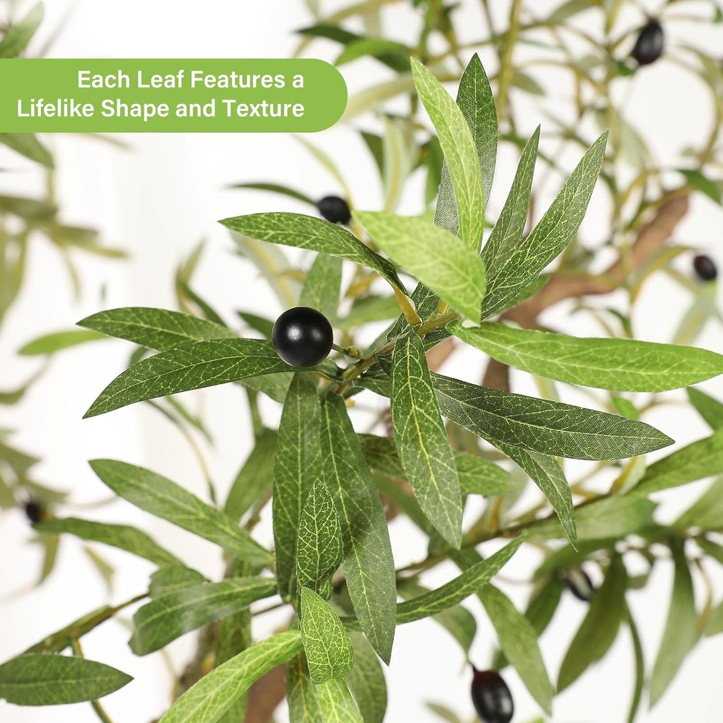 FEELEAD 7ft Faux Olive Tree - Fake Potted Olive Silk Tree with Planter Natural Olive Branches and Realistic Leaves Artificial Tree for Home House Office Decor Indoor