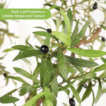 FEELEAD 7ft Faux Olive Tree - Fake Potted Olive Silk Tree with Planter Natural Olive Branches and Realistic Leaves Artificial Tree for Home House Office Decor Indoor