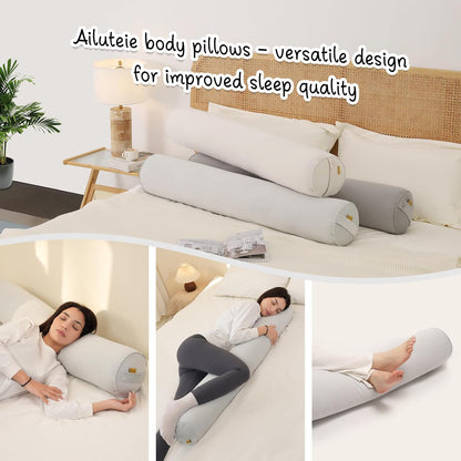 Body Pillow for Adults,Long Round Pillow,Big Cylindrical Pillow,Large Full Bolster Pillows for Side Sleepers (Steel Gray, 47.24"*7.87")