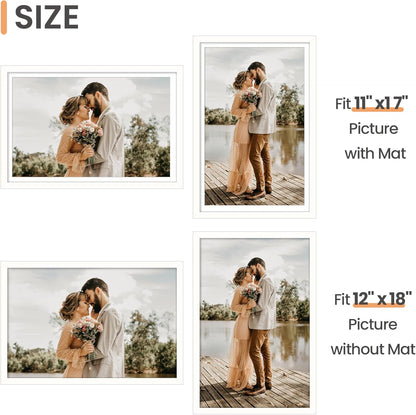 upsimples 11x14 Picture Frame Set of 5, Display Pictures 8x10 with Mat or 11x14 Without Mat, Wall Gallery Photo Frames, Black