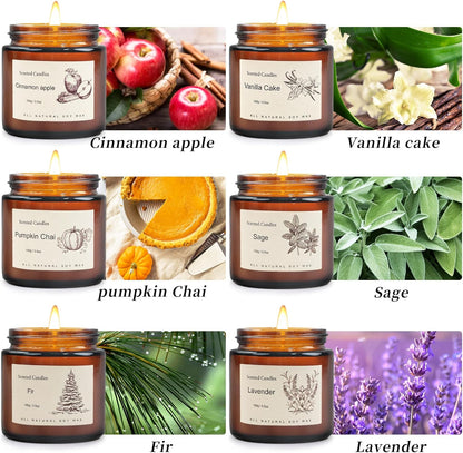 6-Pack Scented Candles for Home, 3.5 Oz Soy Wax Candles Gift Set with Lavender Chamomile & Eucalyptus Mint for Brithday Gifts Women, Mothers Day