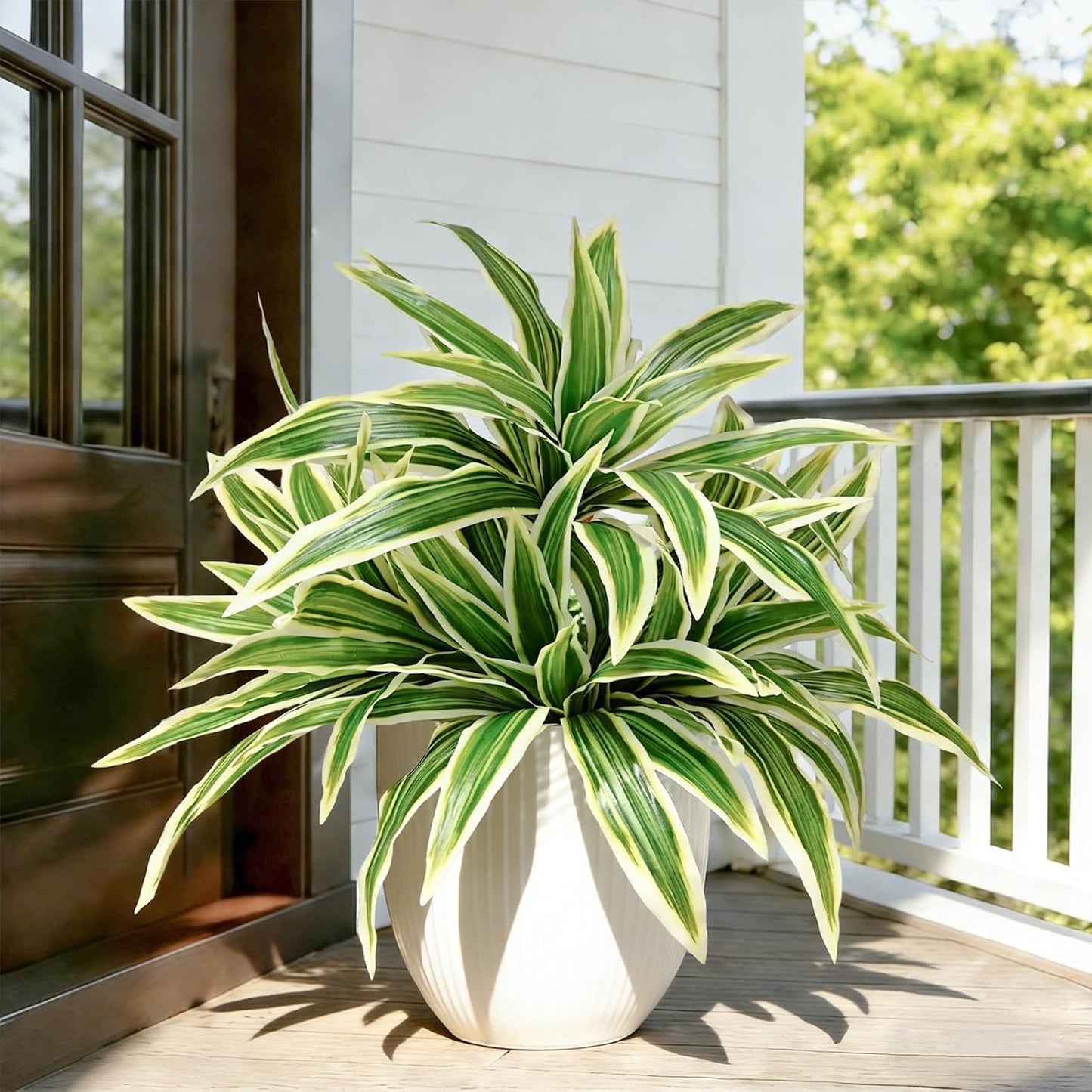 4Pcs Fake Ferns,Faux Outdoor Plants UV Resistant,3D Real Touch Fake Plants Total 60 Blades,Weatherproof Artificial Plants Outdoor Indoor for Garden Porch Home Office Living Room Decor