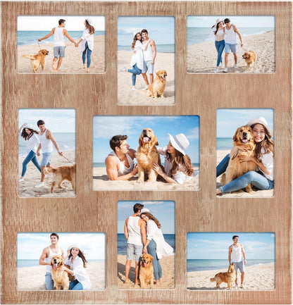 YESKAY 4x6 Picture Frame Collage for Wall Decor, Multiple Photo Collage Frames with Tempered Glass, 7-Opening for 4 x 6 Picture Frames, Rustic Brown, 1 Pack