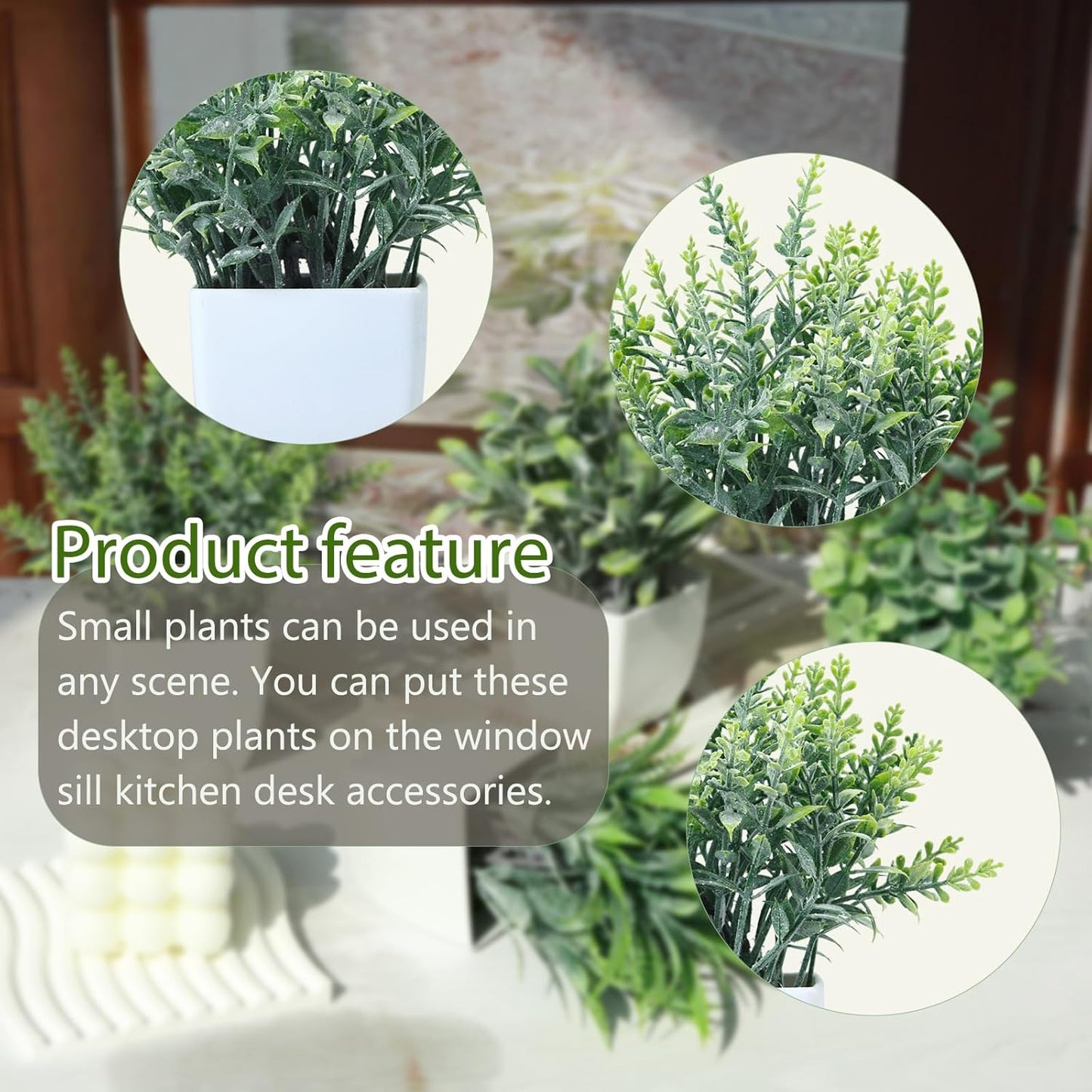 GREENTIME 4 Pack Fake Plants in Black Pot Mini Artificial Eucalyptus Potted Plant Small Faux Grass Greenery Potted for Indoor Home Office Farmhouse Bathroom Table Decoration