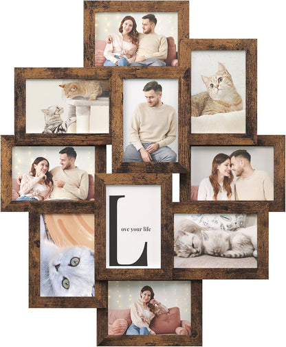 SONGMICS 4x6 Collage Picture Frames, 10-Pack Photo Collage Frame for Wall Decor, Glass Front, Assembly Required, Ink Black URPF20BK