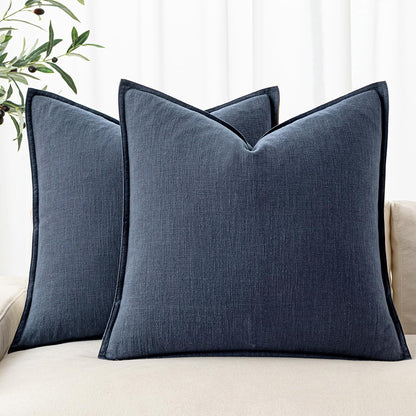 MIULEE Decorative Linen Euro Sham Pillow Covers 26x26 Cream White Boho Farmhouse Neutral Couch Throw Pillows for Bed Pack of 2 Accent Modern Pillowcase Sofa Livingroom Home Decor