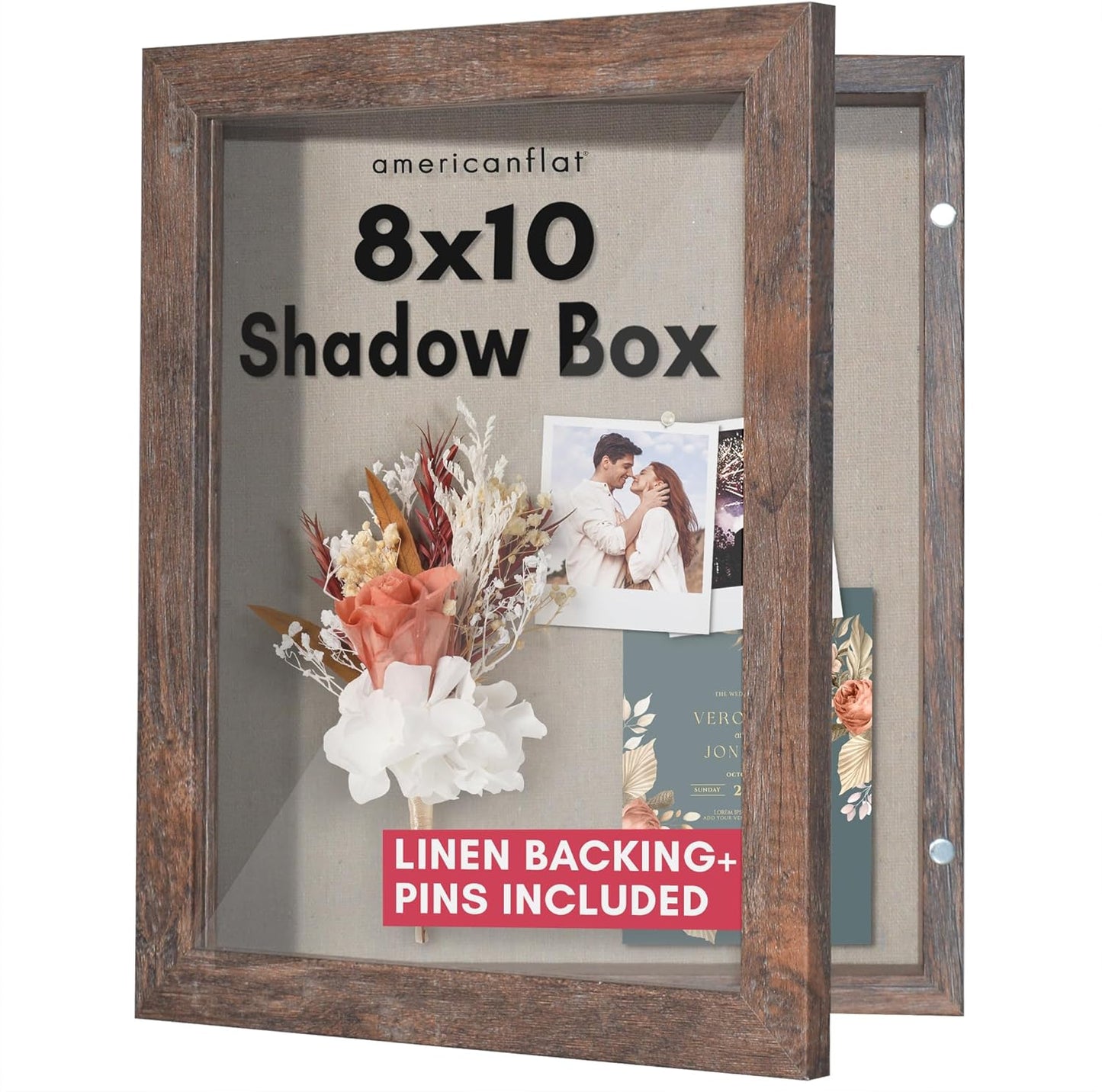 Americanflat Front Opening 11x14 Shadow Box Frame with Shatter-Resistant Glass - Silhouette Collection - Shadow Box Display Case for Tabletop and Wall Display - Black