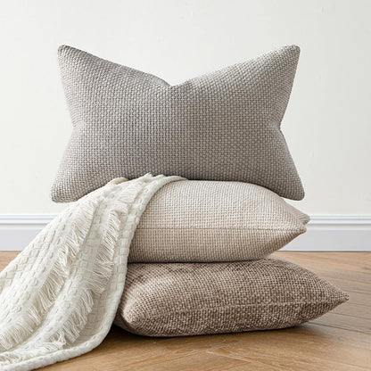 MIULEE Pack of 2 Couch Throw Pillow Covers 18x18 Inch Neutral Beige Modern Boho Accent Decorative Pillow Covers Soft Chenille Farmhouse Cushion Covers for Home Decor Bed Sofa Living Room