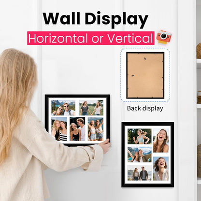 FIXSMITH 8x10 Picture Frame Set of 2, Photo Frame with HD Plexiglass, Display Pictures 5x7 with Mat or 8x10 Without Mat Multi Picture Frames Collage for Tabletop or Wall Display, Black