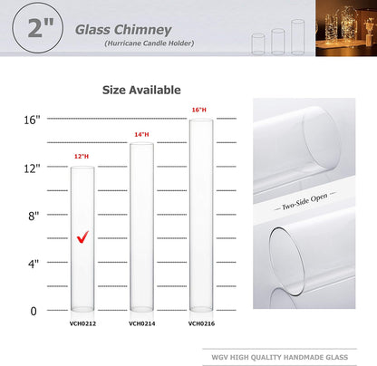 WGVI Hurricane Candle Holder Sleeve, Wide 4", Height 10", Clear Glass Cylinder Candleholder, Chimney Tube, Open Ended Candle Shade, 1 Piece - Colors A