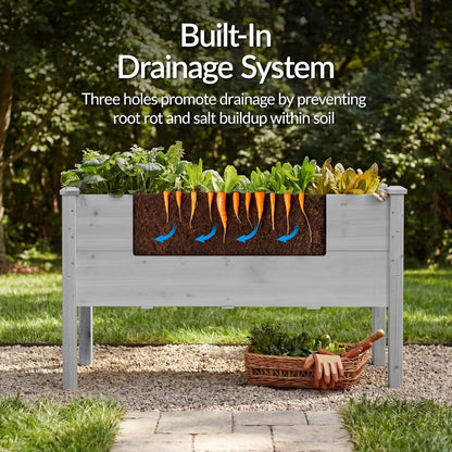 Best Choice Products 72x24x30in Raised Garden Bed, Elevated Wood Planter Box Stand for Backyard, Patio, Balcony w/Divider Panel, 6 Legs, 300lb Capacity - Natural