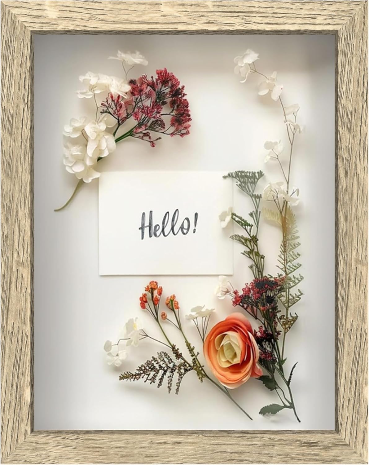 FrameWorks 11” x 14” Dark Oak Wooden Shadow Box Frame – Display Case with Soft Felt Back, Memory Box with Tempered Glass, Display Box with Elegant White Ball Push Pins, Wooden Flower Box