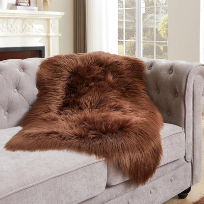 EasyJoy Ultra Soft Fluffy/Fuzzy Shaggy Area Rug Faux Fur Chair Cover Seat Pad for Bedroom Floor Sofa Living Room (2 x 6 ft Sheepskin, Beige)