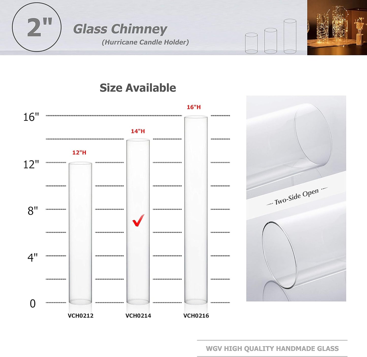 WGVI Hurricane Candle Holder Sleeve, Wide 4", Height 10", Clear Glass Cylinder Candleholder, Chimney Tube, Open Ended Candle Shade, 1 Piece - Colors B