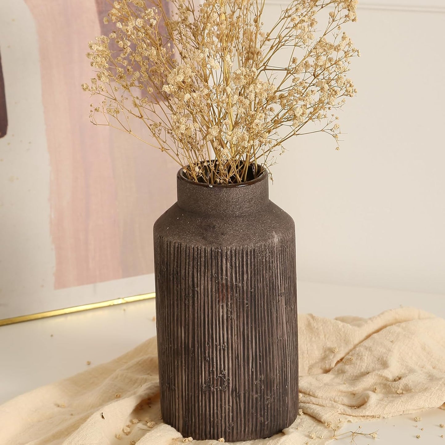 Rustic Vases for Home Decor. Ceramic Vase for Dining Table Decor. Terracotta Decorative Vase 6.1IN. ZSHLXM