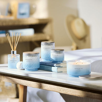 Chesapeake Bay, 11oz Marine Drift Scented Candle, Mood Evoking Fragrance, Textured Sea Glass-Inspired Jar, Premium Soy Blend Wax with Essential Oils, Coastal Fragrance for Home Décor or Gifting