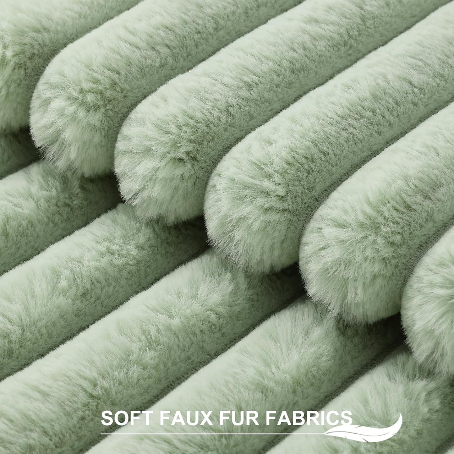 Pallene Faux Fur Plush Throw Pillow Covers 18x18 Set of 2, Luxury Soft Fluffy Striped Decorative Pillow Covers for Sofa, Couch, Living Room, Cream White