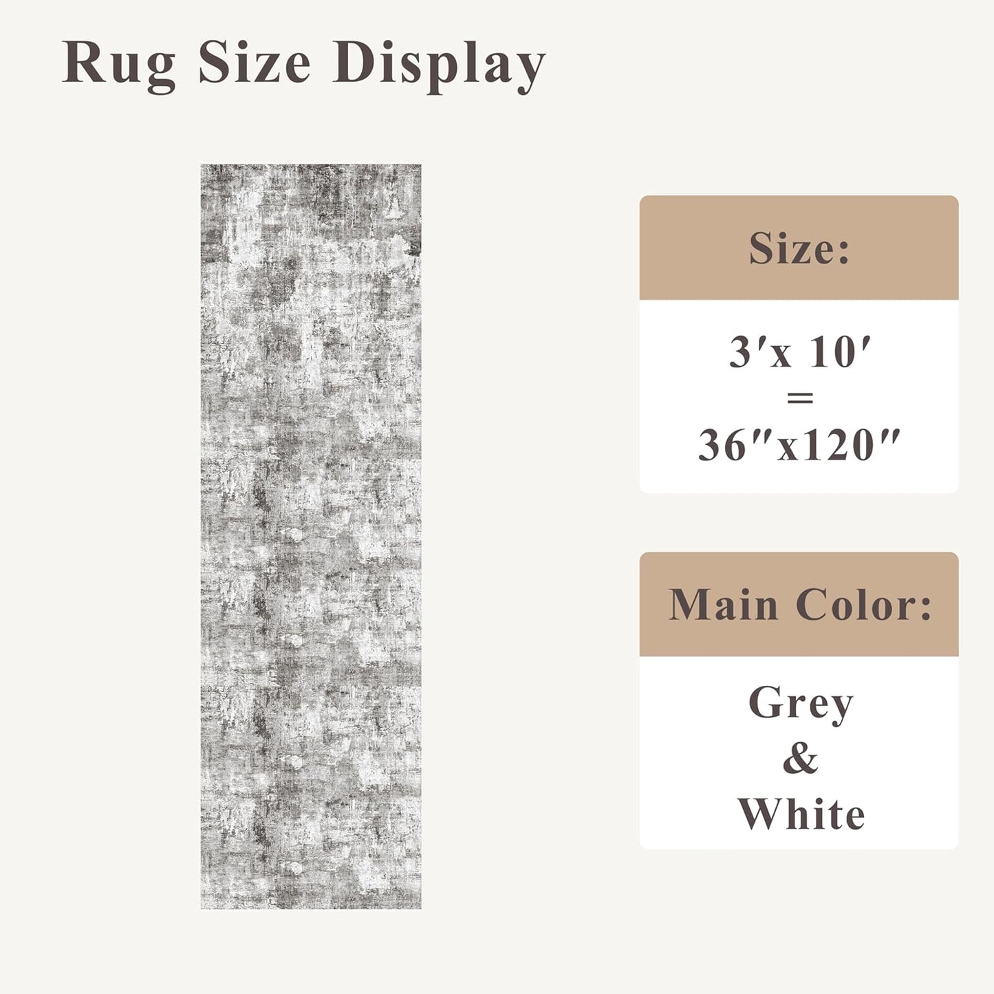 2x3 Washable Non-Slip Area Rug - Soft Low Pile Throw Rug for Kitchen Entryway Bedroom - Modern Indoor Door Mat with Rubber Backing (Beige Grey) - Colors A