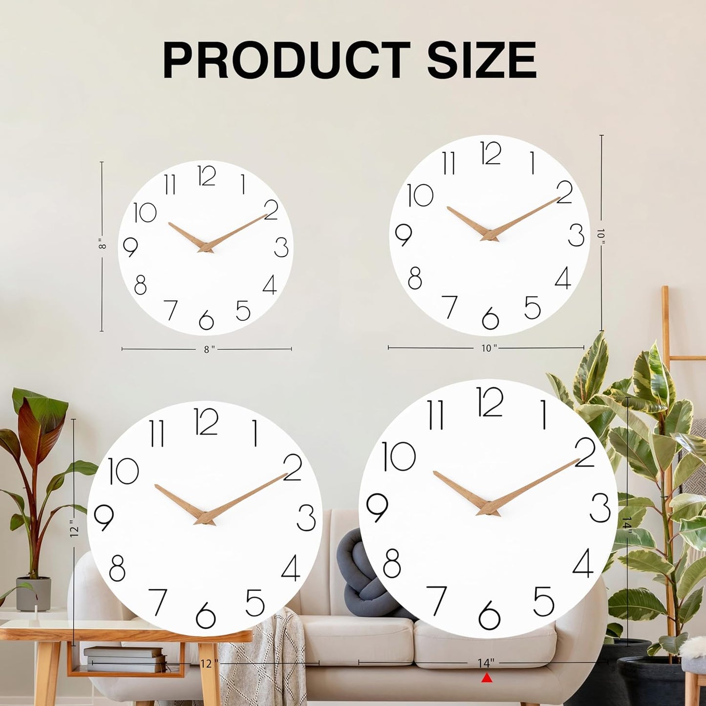 cicininc Wall Clock, Gray Silent Non-Ticking, Decorative Battery Operated Wall Clocks for Bedroom, Kitchen, Home, Office, School, Hotel (8 Inch)