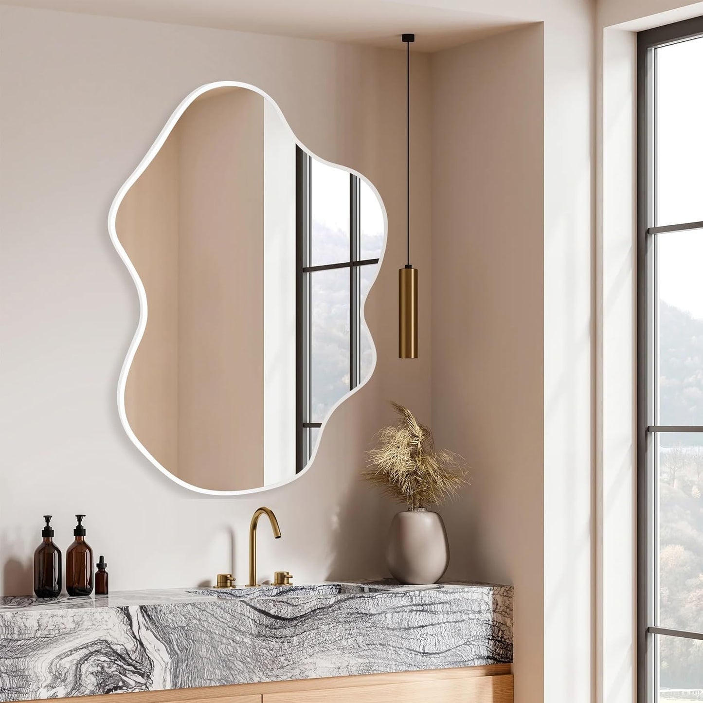 White Round Mirror 30 Inch, Circle Wall Mirrors for Bathroom, Bedroom Living Room or Entryway