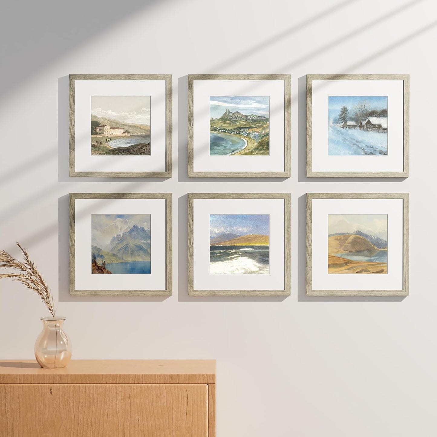 Vittanly 8x10 Picture Frames Set of 9, Shatter Resistant Plexiglass, Display 5x7 Pictures with Mat or 8x10 without Mat, Photo Frames for Wall or Tabletop, Engineered Wood, Black - Colors B