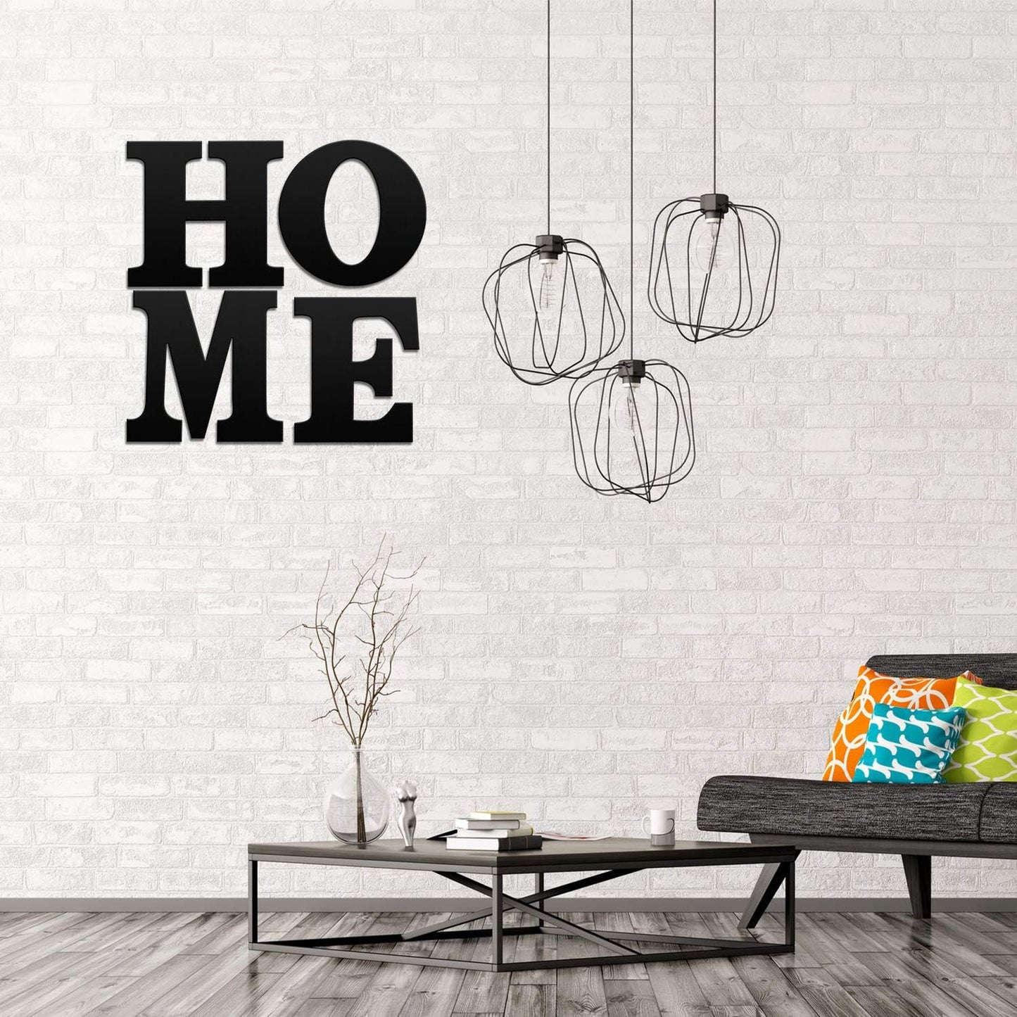 4 Pack Wooden Home Sign Wall Hanging Decor Farmhouse Letters for Wall Art Wreath Rustic Home Decor for Living Room Kitchen Housewarming Gifts(Black)