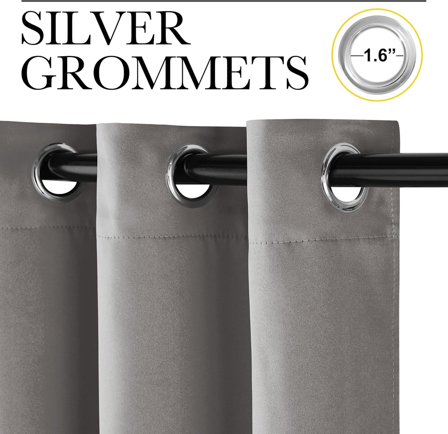 NICETOWN Halloween Pitch Black Solid Thermal Insulated Grommet Blackout Curtains/Drapes for Bedroom Window (2 Panels, 42 inches Wide by 63 inches Long, Black) - Colors C