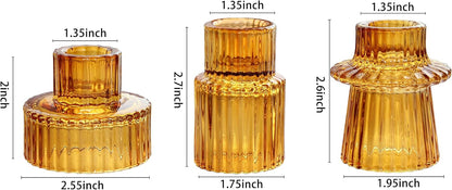 Vixdonos Taper Glass Candlestick Holders Tealight Candle Holders for Table Centerpieces, Wedding Decor and Dinner Party (6 Pcs, Green)