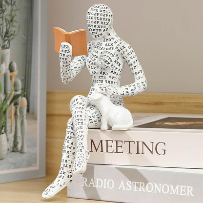 GRAPMKTG Home Decor Pulp Reading Women Thinker Statue Aesthetic Sculpture Room Decor Modern Abstract Decoration on Shelf Table Desk for Living Room Office Bedroom A