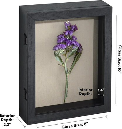 Americanflat Front Opening 11x14 Shadow Box Frame with Shatter-Resistant Glass - Silhouette Collection - Shadow Box Display Case for Tabletop and Wall Display - Black