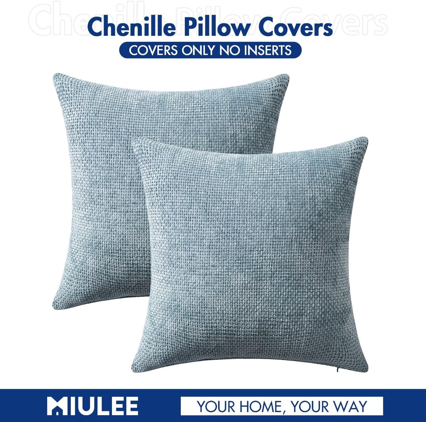 MIULEE Pack of 2 Couch Throw Pillow Covers 18x18 Inch Neutral Beige Modern Boho Accent Decorative Pillow Covers Soft Chenille Farmhouse Cushion Covers for Home Decor Bed Sofa Living Room