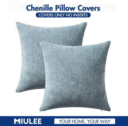 MIULEE Pack of 2 Couch Throw Pillow Covers 18x18 Inch Neutral Beige Modern Boho Accent Decorative Pillow Covers Soft Chenille Farmhouse Cushion Covers for Home Decor Bed Sofa Living Room