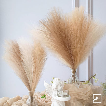 ZIFTY 7-Pcs 38"/3.1FT Faux Pampas Grass Large Tall Fluffy Artificial Fake Flower Bedroom Decor Boho Decor Bulrush Reed Grass for Vase Filler Farmhouse Home Wedding Decor (Beige Mixed)