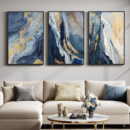 Large Framed Abstract Nature Landscape Wall Art for Living Room, Set of 3 Modern Canvas Prints Paintings Artwork for Walls, Green Lake Pictures for Hallway, Dining Room, Office Wall Decor 24x36 Inch