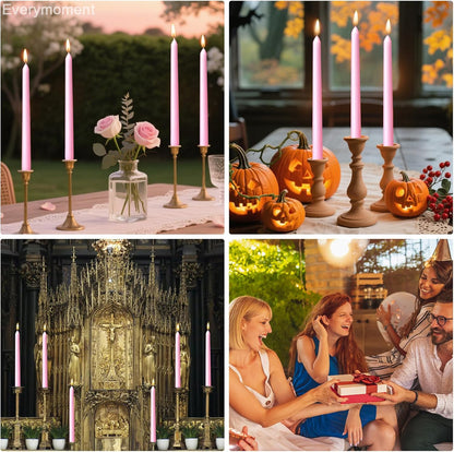 Everymoment Ivory Taper Candles - 4 Pack 10 Inch Candlesticks - Dripless & Smokeless Tapered Candle 8 Hours Unscented Cream Candle Sticks - Perfect for Wedding Holiday Dinner Party Home Decor