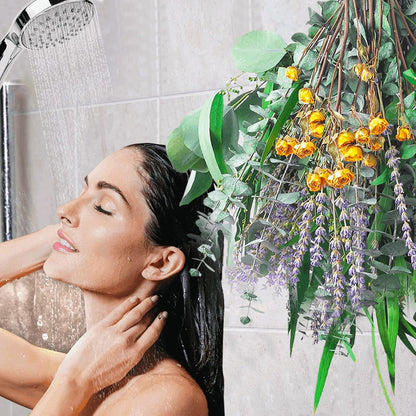 52 PCS Mix Dried Eucalyptus & Lavender Flowers Bundles for Shower, 17'' Natural Real Hanging Silver Dollar Eucalyptus Leaves Stems, Fragrance Fresh Plants Home Bathroom Decor (52pcs)