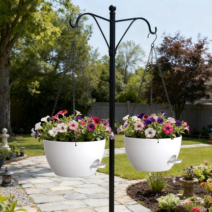 UOUZ 13 Inch 2 Pack Large Self Watering Hanging Planters for Indoor Outdoor Plants, Hanging Plant Pots with Removable 50 Oz Reservoir, Plastic Hanging Basket for Window Porch Garden Balcony, Black