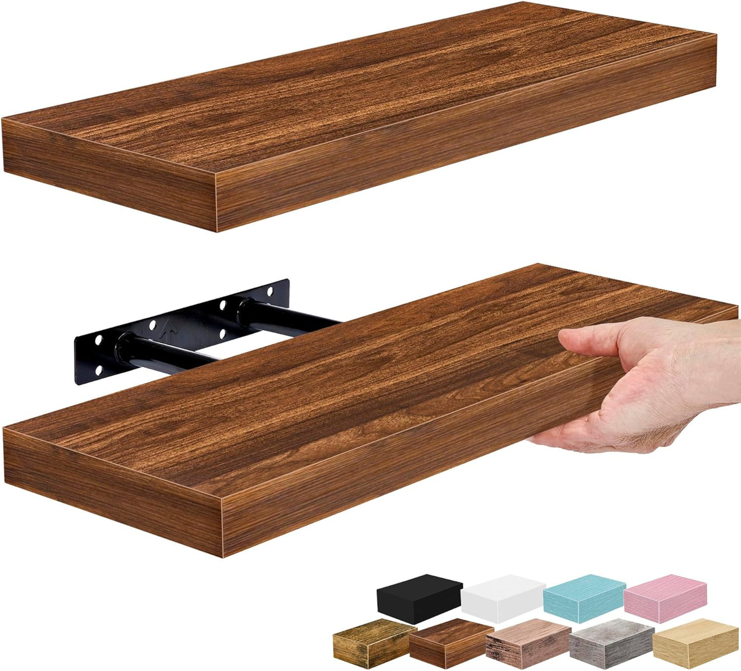 Sorbus Floating Shelves for Wall – 16 Inch Floating Shelf for Kitchen, Bedroom, Living Room, Bathroom, Home & Wall Decor - Mounted Bathroom Shelves with Invisible Brackets (Maple Wood, 2 Pack)