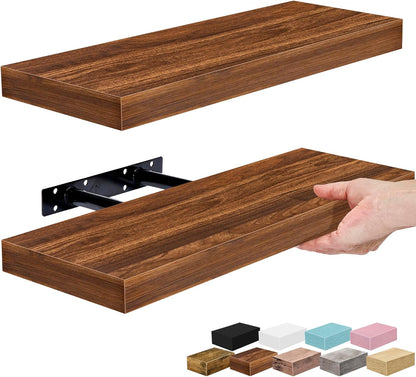 Sorbus Floating Shelves for Wall – 16 Inch Floating Shelf for Kitchen, Bedroom, Living Room, Bathroom, Home & Wall Decor - Mounted Bathroom Shelves with Invisible Brackets (Maple Wood, 2 Pack)