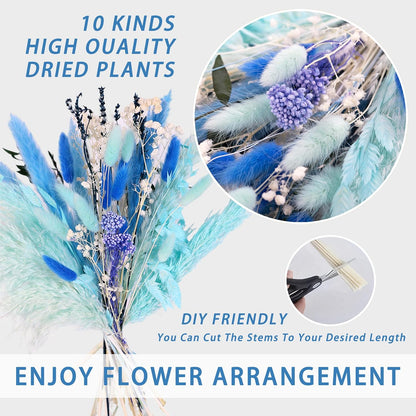 Natural Dried Flower Bouquet - 17" Boho Style Mixed Pampas Grass Ideal for Home Decor, Wedding Decor, Bridal Bouquets, Floral Arrangement, Event Centerpieces, Table Decor